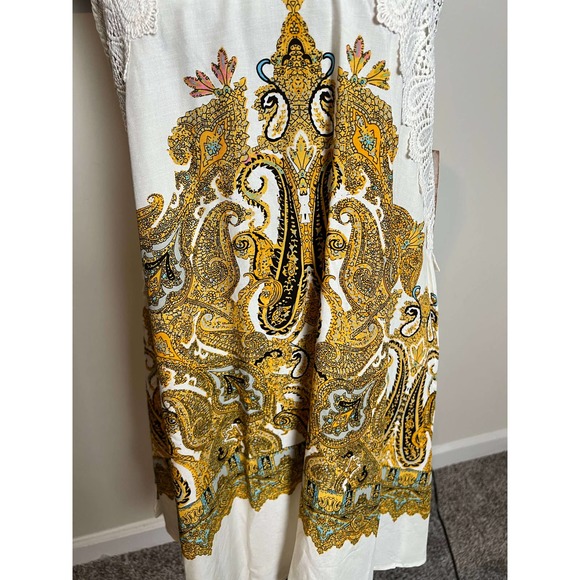 Indigo Rose Pretty Paisley Golden Cream Halter Crochet Lace Slip Dress S - Picture 4 of 12